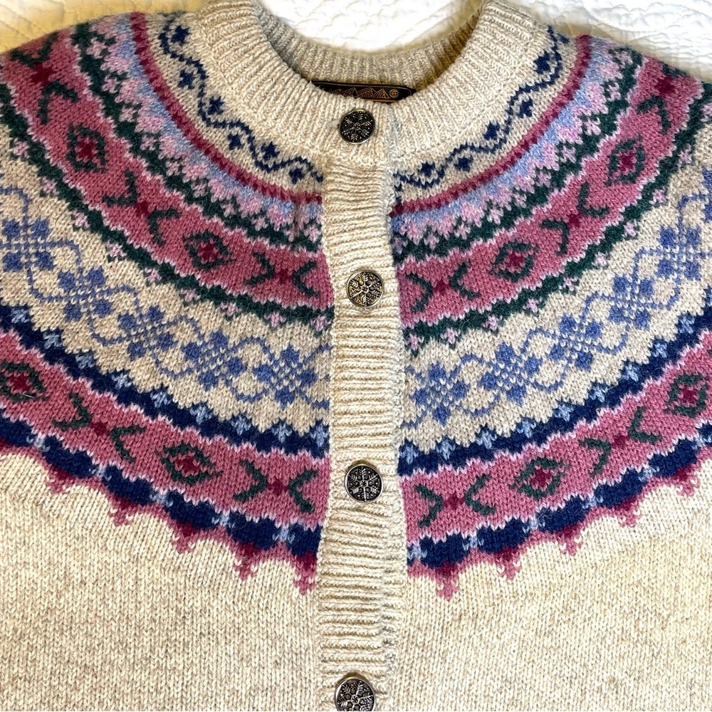 Vintage Eddie Bauer Nordic Fair Isle Wool Sweater Women’s  Size Large - Picture 3 of 10